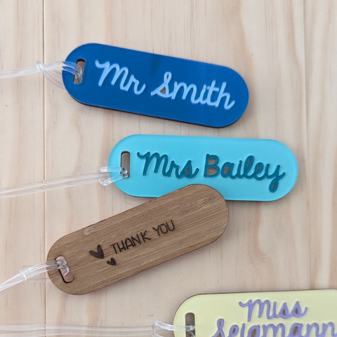 Personalised Acrylic Teacher Keyring – Custom Oval Tag