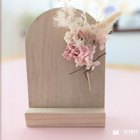 A5 Plywood Arch with timber stand & Flowers