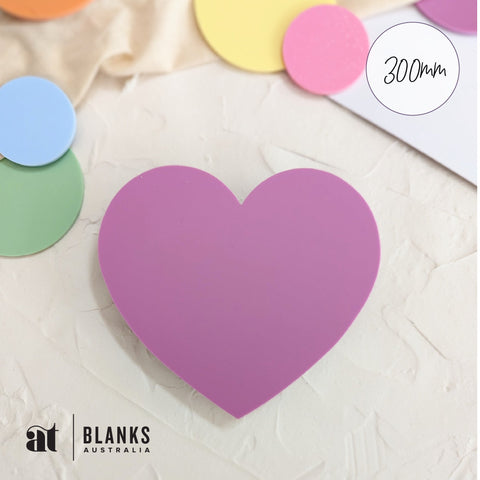 300mm Acrylic Blank Heart | Pastel Range - AT Blanks Australia#option1 - #product_vendor - #product_type