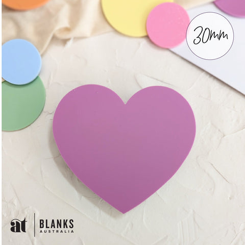 30mm Acrylic Blank Heart | Pastel Range - AT Blanks Australia#option1 - #product_vendor - #product_type