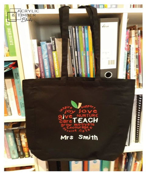 Black Calico Bag - Long handles & gusset - AT Blanks Australia#option1 - #product_vendor - #product_type