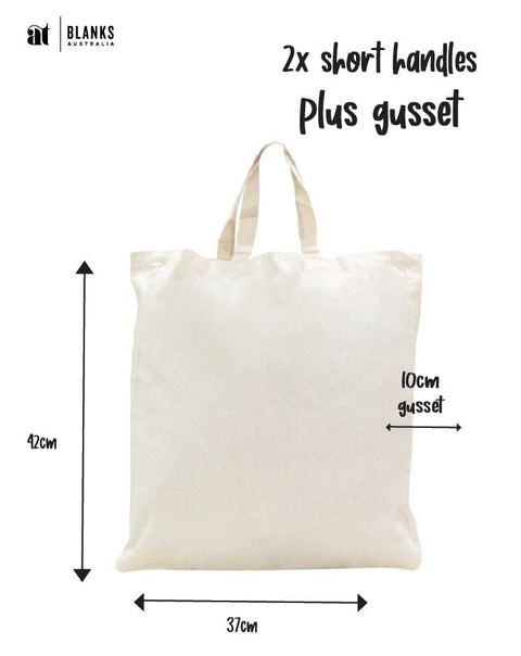 Calico Bag - Short handles & gusset - AT Blanks Australia#option1 - #product_vendor - #product_type