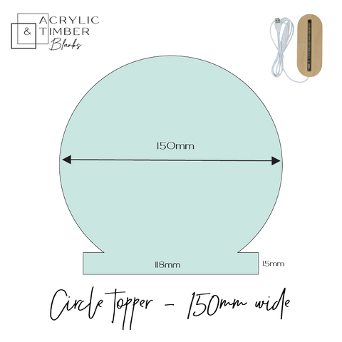 Circle Light Topper 150mm - (For Oval Timber Base) - AT Blanks Australia#option1 - #product_vendor - #product_type