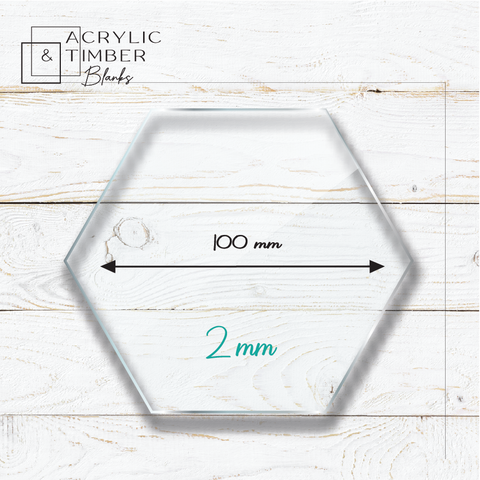 2 mm Acrylic Blanks | Hexagon - 100mm