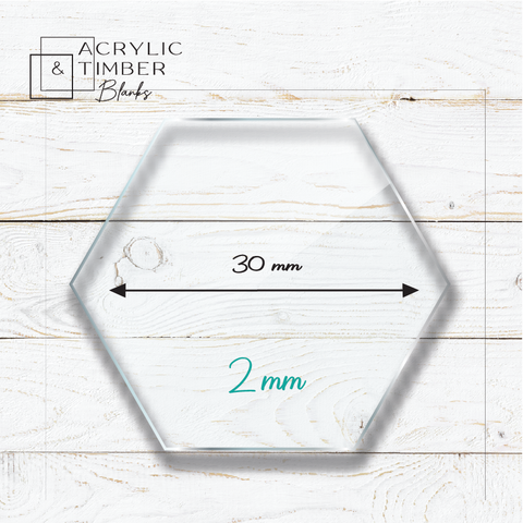 2 mm Acrylic Blanks | Hexagon - 30mm