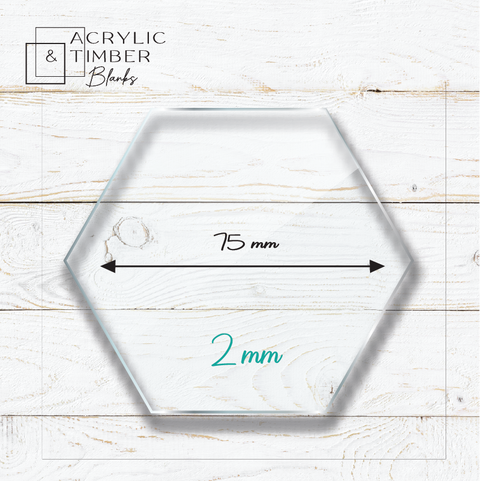 2 mm Acrylic Blanks | Hexagon - 75mm