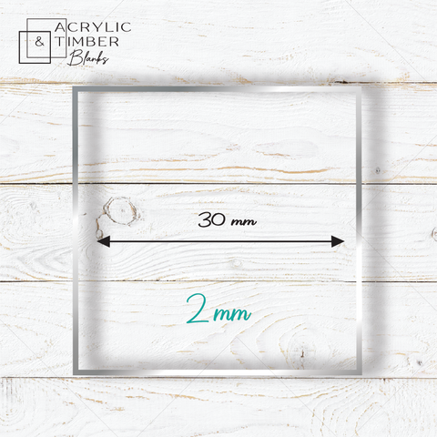 2 mm Acrylic Blanks | Square - 30mm