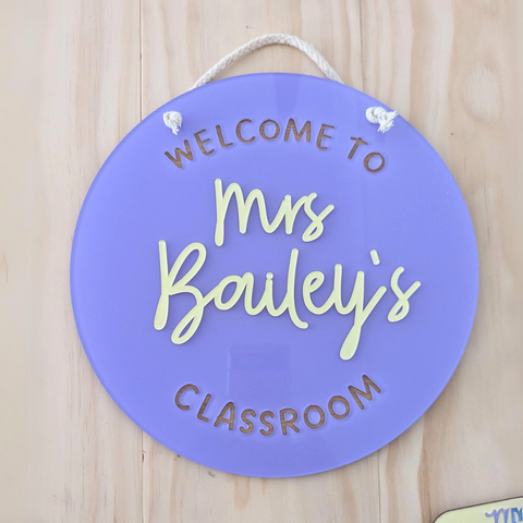 Personalized Teacher Classroom Welcome Sign - Custom Acrylic Plaque