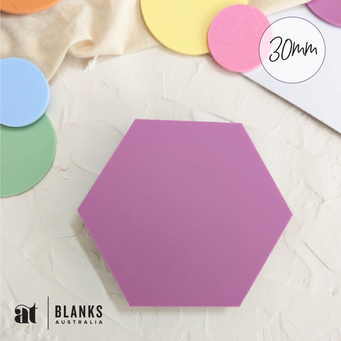 30mm Acrylic Blank Hexagon | Pastel Range - AT Blanks Australia#option1 - #product_vendor - #product_type