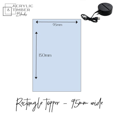 95mm Rectangle Light Topper - Black Base - AT Blanks Australia#option1 - #product_vendor - #product_type