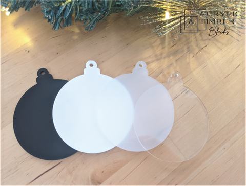 Plain 80mm acrylic Christmas bauble blank