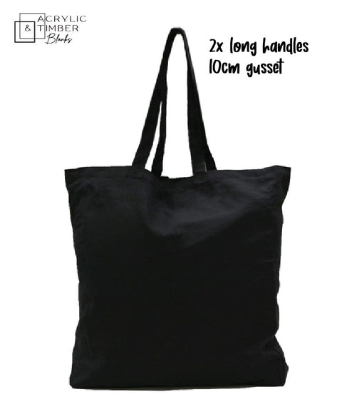 Black Calico Bag - Long handles & gusset - AT Blanks Australia#option1 - #product_vendor - #product_type