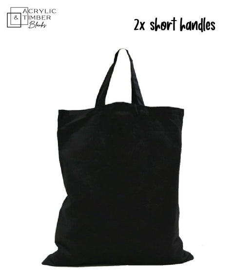 Black Calico Bag - Short Handles - AT Blanks Australia#option1 - #product_vendor - #product_type