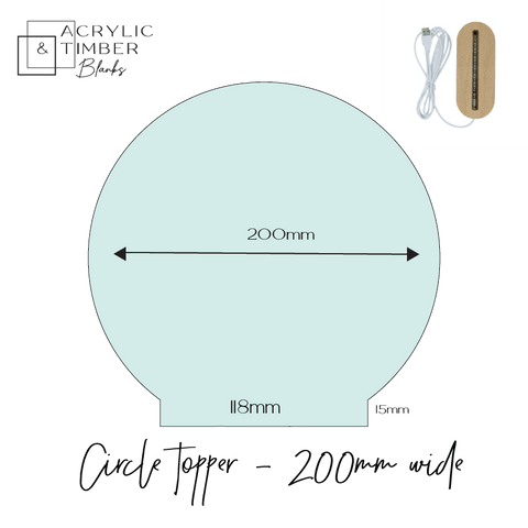 Circle Light Topper 200mm - (For Oval Timber Base) - AT Blanks Australia#option1 - #product_vendor - #product_type