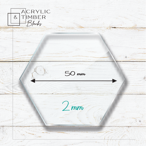 2 mm Acrylic Blanks | Hexagon - 50mm