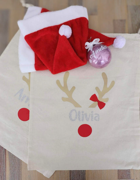 Natural Calico Santa Sack - drawstring bag - AT Blanks Australia#option1 - #product_vendor - #product_type